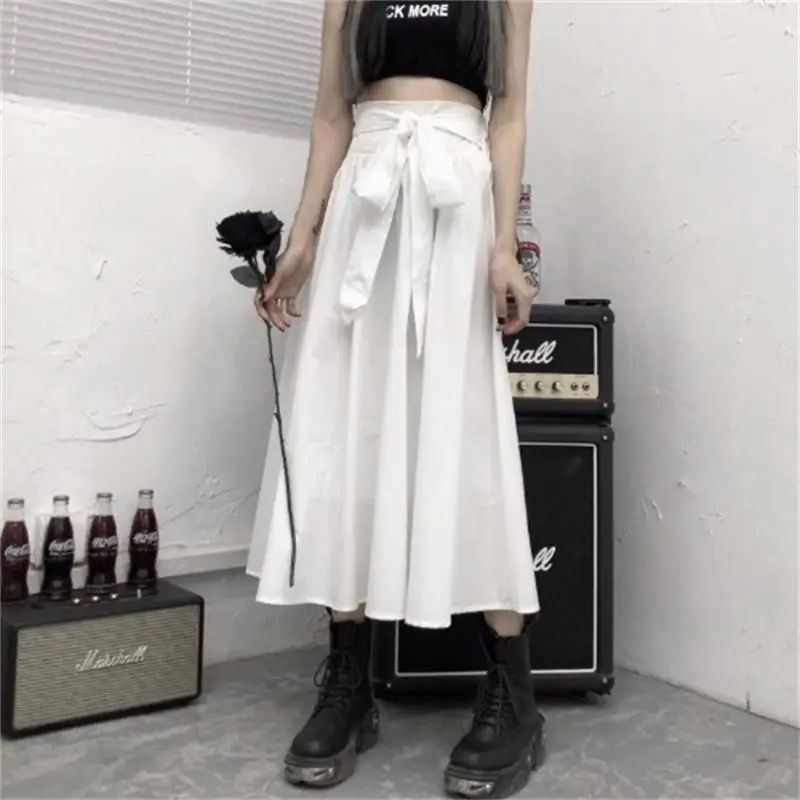 Ladies Skirt Summer New European And American Fashion Ribbon Elastic Waist Design Leisure Loose Skirt