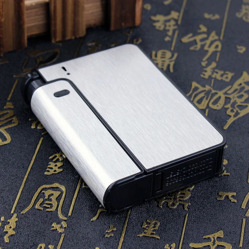 Automatic Cigarette Case Metal Cigarette Boxes 10pcs Cigarette Capacity Can Mount Lighter Men Gadget Tool Nice Gift Dropshipping