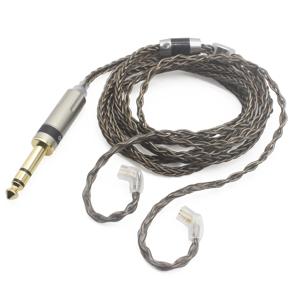 Youkamoo 6.35 مللي متر 8 الأساسية الفضة مطلي مضفر سماعة استبدال ترقية سلك كابل سماعة كابل ل QDC 0.78 مللي متر MMCX