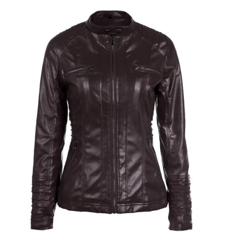 Customizable Hooded Leather Jacket Autumn Winter women's with zipper leather jacket short PU jacket coat Suit Jackets