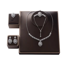 Choker Jewelry Set HADIYANA Elegant Women Wedding Trendy Party Zircon Necklace Earrings Ring And Bracelet Set CNY0082 Bisuteria
