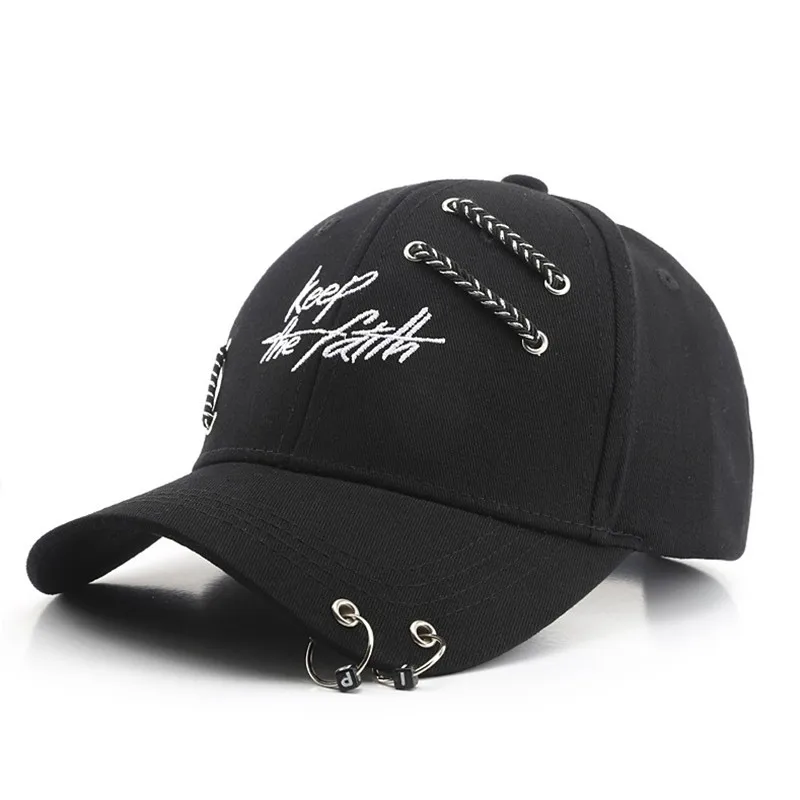 Outdoor men Women punk hip hop baseball cap New Korea stylish dad hat Chain Ring snapback hats Sport hat