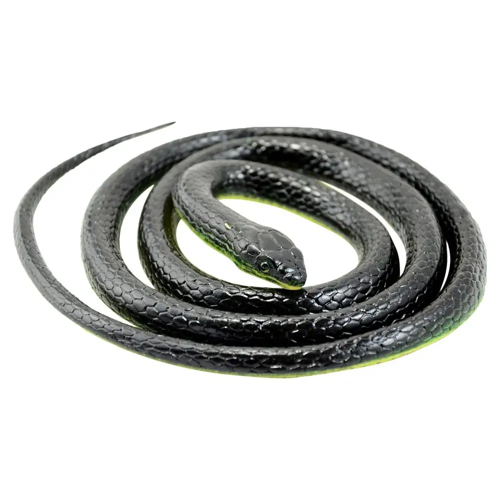 

Fake Snakes Rubber Fake Snake Toy to Keep Birds Away 49 Inch Realistic Rubber Snake Black Snake Toy for Scare Prank Real Looking