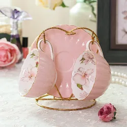 Pink Porcelain Coffee Cup and Saucer Set 200ML English Afternoon Tea Cup Set Breakfast Milk Cup Coffeeware Coffee Mug Ceramic