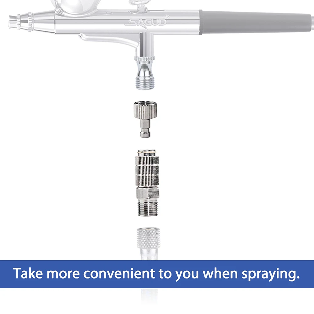 Imagem -03 - Airbrush Quick Release Feminino e Masculino Kit Adaptador de Desconexão de Acoplamento com Extra de Encaixe Macho & Extra O-ring Kit