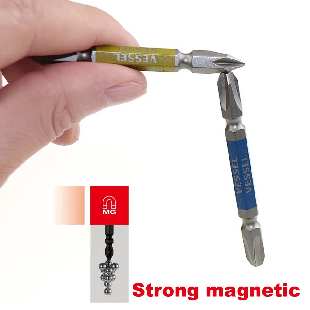 Japan Vessel Double End Combi GO-SAI Screwdriver Bit 2-Piece Set GS14 Series for 6.35mm Construction