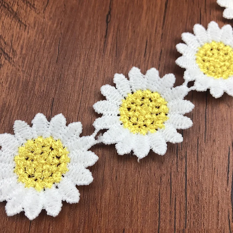 3 Yards Daisy Lace Trim High Quality Flower Lace Fabric Embroidery Handmade Patchwork Ribbon DIY Apparel Sewing Accessories