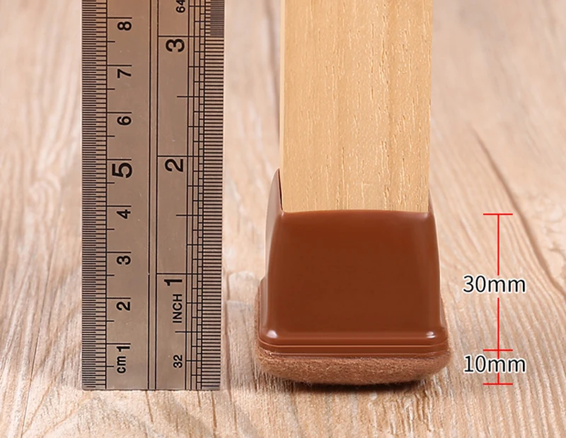 32PCS Table Chair Leg Floor Caps Cover Protectors Non Slip Square TPR Furniture Glides Feet Felt Pads Hardwood Floors Protector