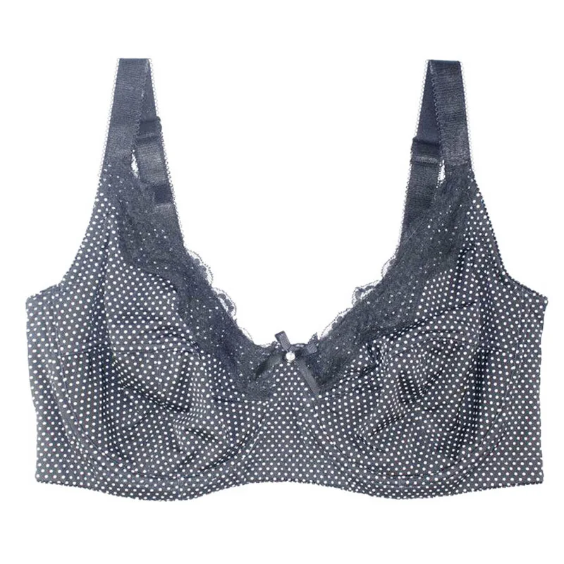 Mierside-Sujetador de lunares para mujer, ropa interior de talla grande, color gris/Negro/marrón, C/D/DD/DDD/E/F/G, D0295