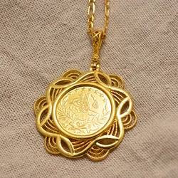 Middle East Arab Gold coin necklace pendant Jewelry for Women Man Muslim Islam Allah Necklace for Turks Gold Color Arab Pendant