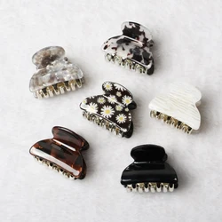 Set de 3 pinzas para el cabello para niña y mujer, gancho pequeño de plástico acrílico para el pelo, pinzas con estampado de cangrejo dorado y margarita para el cabello, accesorios para el cabello