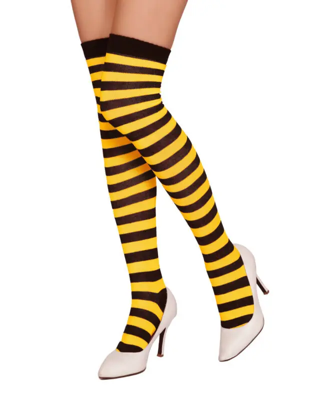 1Pair New Women Girls Over Knee Long Stripe Printed Thigh High Striped Patterned Socks Sweet Cute Warm Wholesale Lot  11 Colors