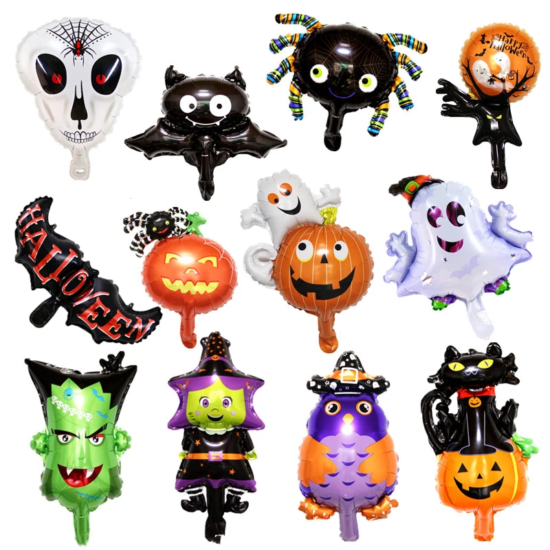 

Halloween Carnival Funny Party Decoration Foil Air Fans You Pumpkin Ghost Spider Bat Monster Scary Witch Kids play pranks