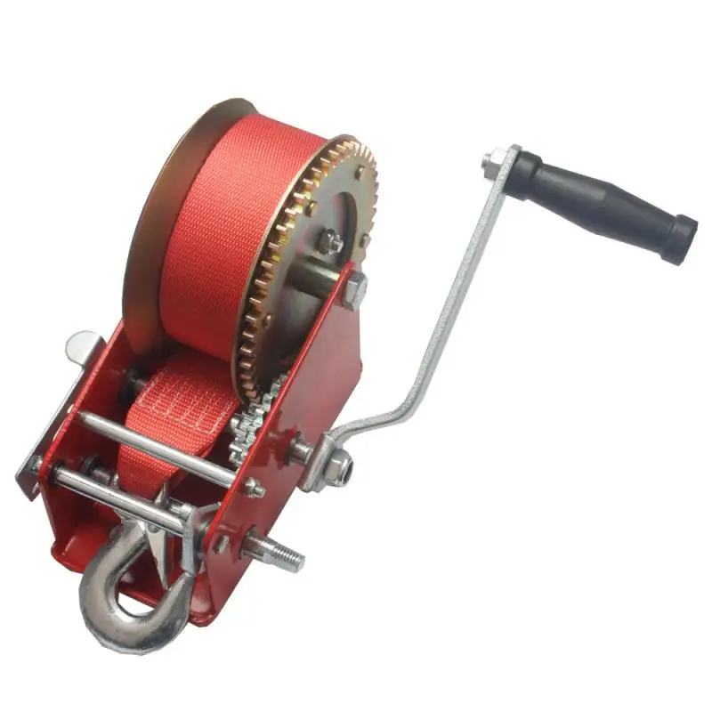 New 3,000-Pound Hand Winch Spray-Moulded Red Coloured Galvanized Nylon Rope Winch