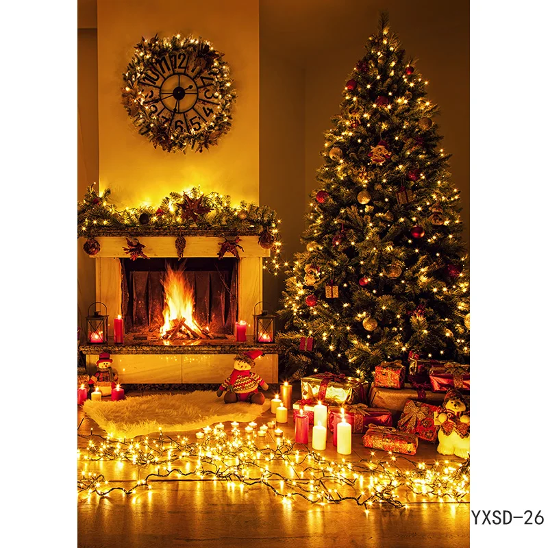 SHENGYONGBAO – arrière-plan pour photographie de noël, thème d'intérieur, arbre de noël, cheminée, arrière-plan pour photos d'enfants, 21712 YXSD-11