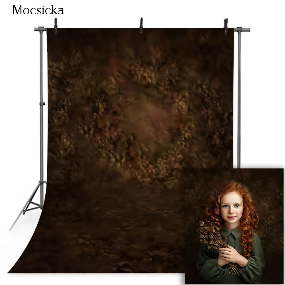 สีน้ําตาลเข้มทารกแรกเกิดเด็ก Portrait Head Shot การถ่ายภาพฉากหลังบทคัดย่อ Texture Old Master พื้นหลังสําหรับ Photo Studio Props