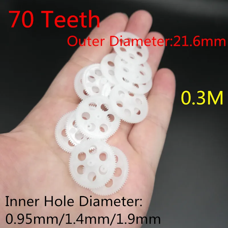 4pcs 70 Denti 70 T 0.3M Foro 0.95 millimetri 1.4 millimetri 1.9 millimetri di Diametro 2.2 centimetri 21.6 millimetri ingranaggi Per Robot FAI DA TE Giocattoli Elicottero Quadcopter Pezzi di Ricambio