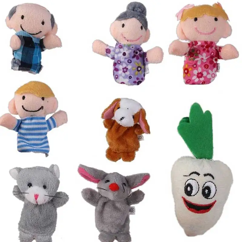 8 pezzi KidsToy Animali Burattini da dito Enorme rapa Giocattoli di peluche Bambino Bomboniera Bambole Diga la storia Puntelli Ragazzi Ragazze Burattino da dito