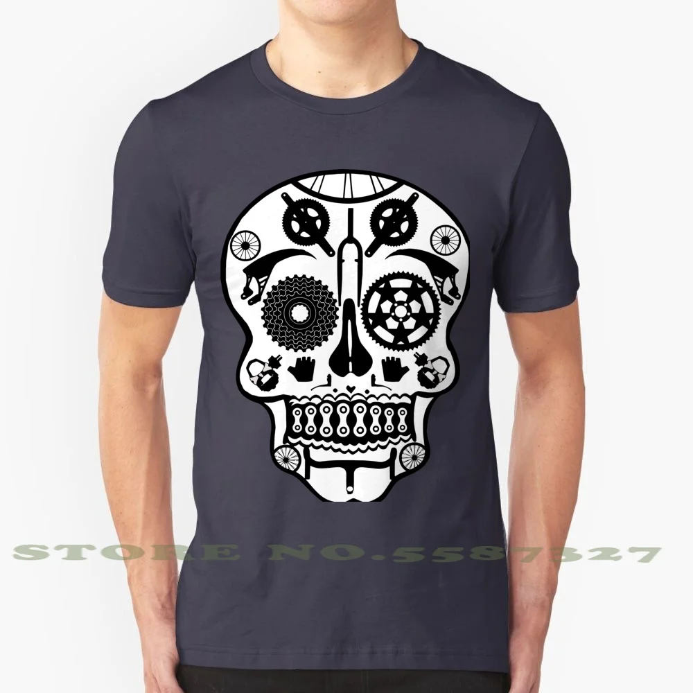 Symmetry Skull 100% Cotton T-Shirt Herandi Retro Bicycle Bike Bikes Cycling Cycle Fixie Vintage Fixed Gear Cool Sugar Skull Day