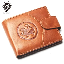 New Coin Purse Cheap Mens Round Frame Tiger Pattern Wallet Genuine Leather For Men Card Holder Strong