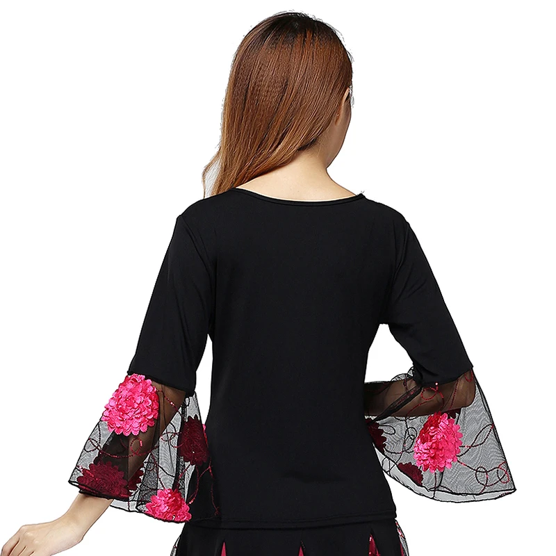 2020 Ballroom Dans Kostuum Tops Flamenco Blouses Standaard Moderne Outfits Waltz Latin Salsa Rumba Dancewear Tops Lange Mouwen