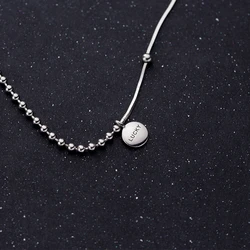Simple Letter LUCKY Snake Bone Clavicle Chain Necklace 925 Sterling Silver Female Simple Choker Neck Jewelry for Woman Lady