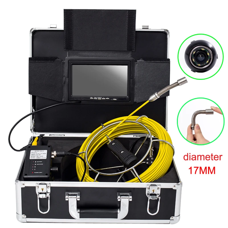 

7inch Monitor 20m Cable 23mm/17mm/6.5mm Waterproof Industrial Sewer Drain Pipe Endoscope Camera System Support Video Recording