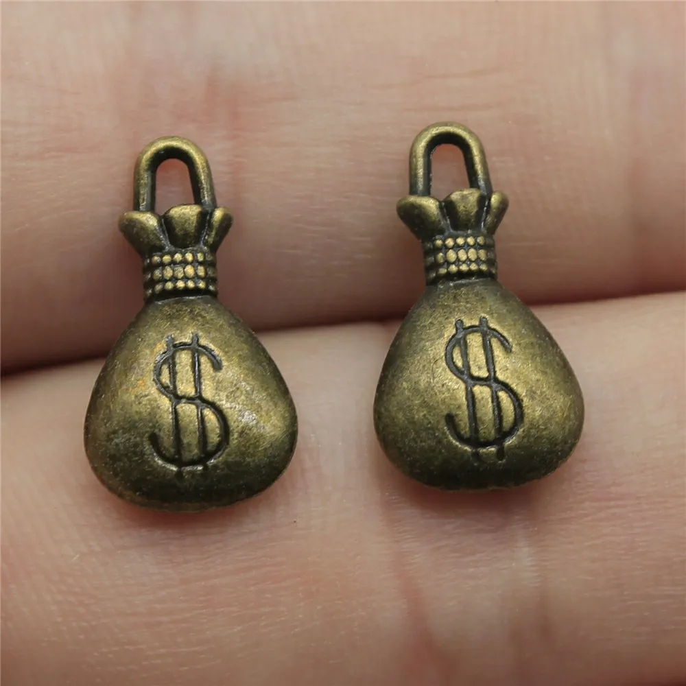 10pcs 17x10mm 3 Colors Antique Gold Antique Silver Color Antique Bronze Charm Money Bag Charms Lucky Charms For Money