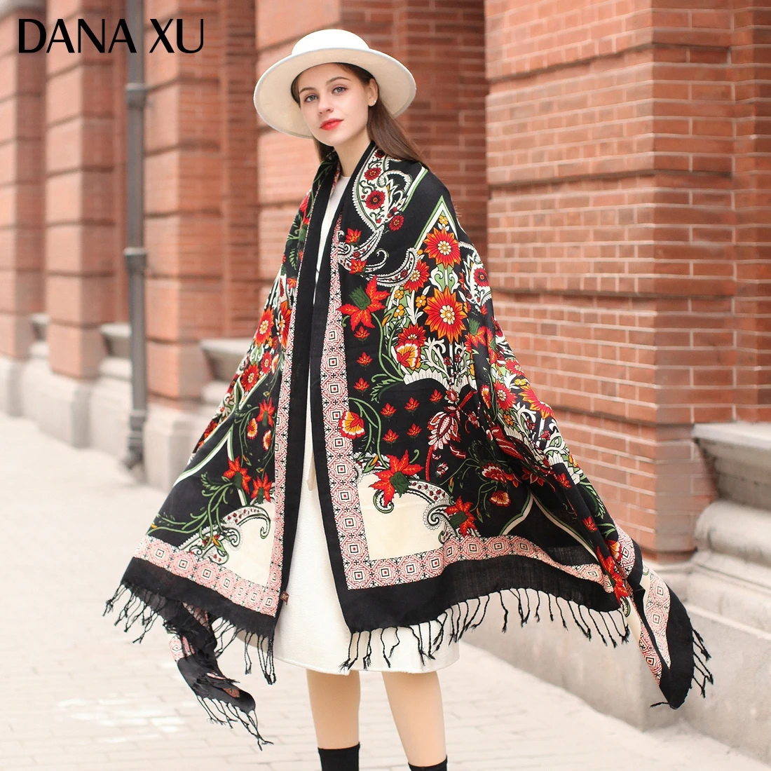 DANA XU Bufanda Mujer Wool Poncho Head Women Lady Warm Shawl Stoles Bandana Scarf Hijab Luxury Brand Pashmina Winter 2021