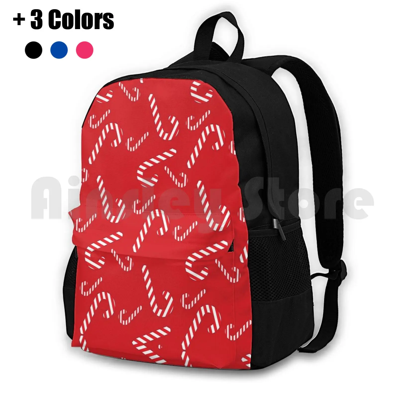 Candy Cane Pattern Outdoor Hiking Backpack Waterproof Camping Travel Pattern Background Retro Isolated Wallpaper Greeting