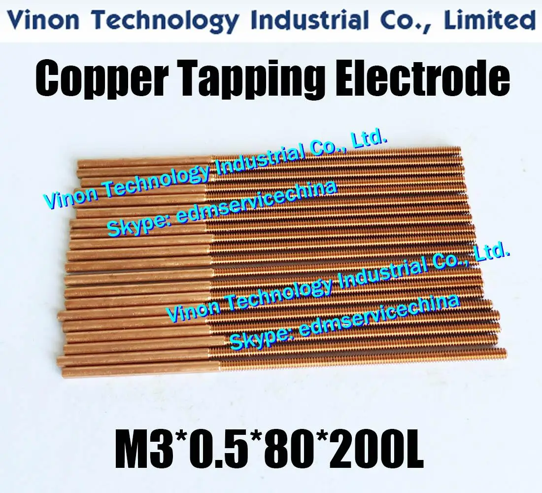 

(5PCS Pack) M3*0.5*80*200mm Copper Tapping edm Electrode M3 for EDM Sink Erosion. thread pitch 0.5mm, thread length 80mm,