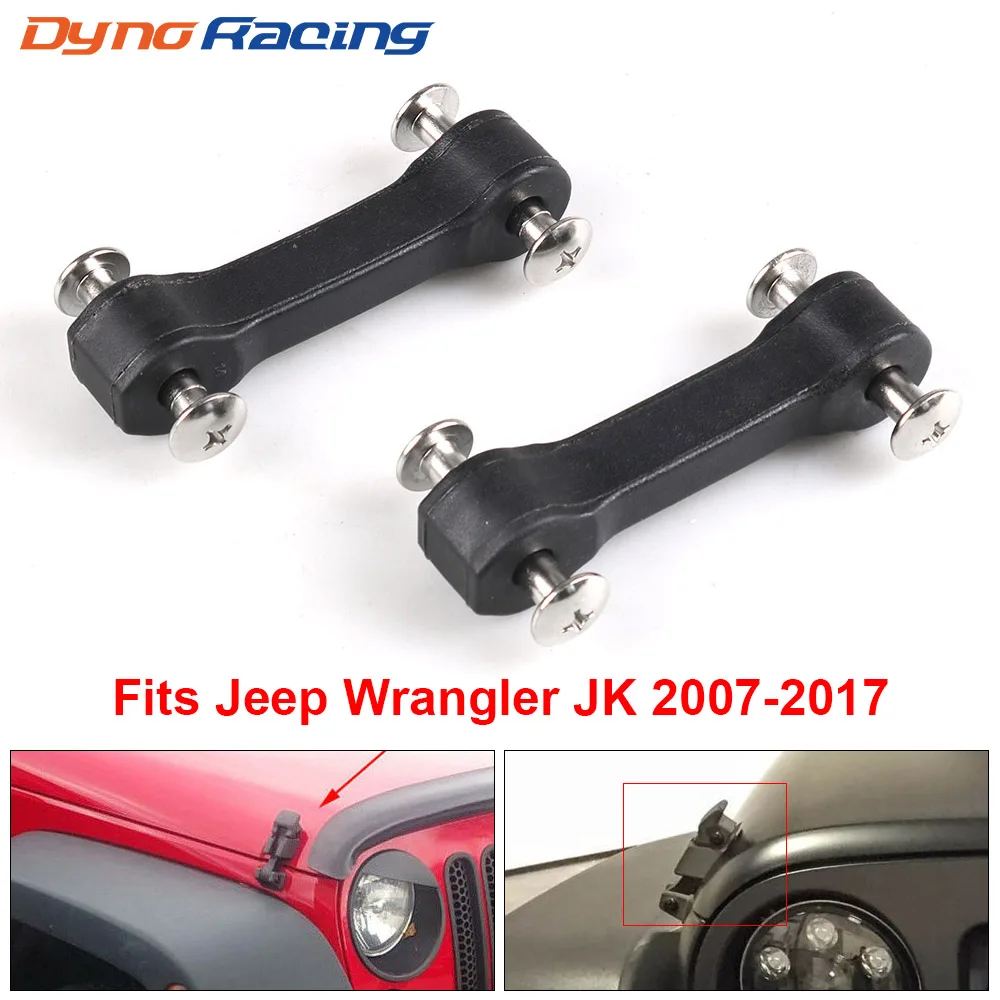 For Jeep Wrangler JK 2007-2017 Black Hood Latch Upgrade Kit Stops Shake Rattle Engine Bonnets Hood Lock