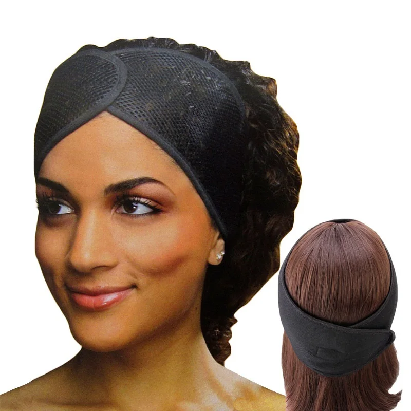 Peruca antiderrapante ajustável Headband, Mesh Wrap, Material de poliéster macio, design elegante, perfeito para perucas