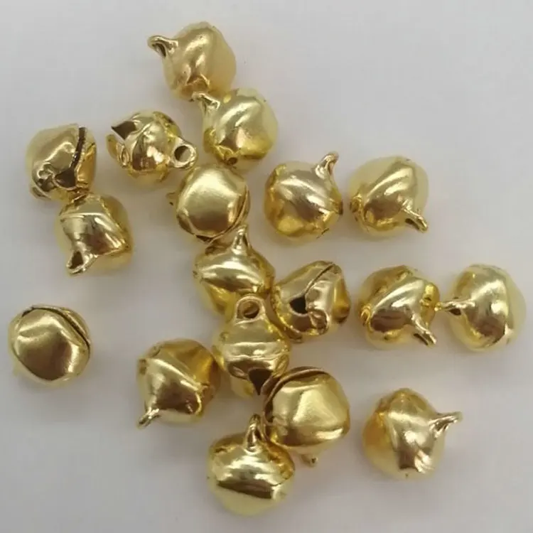 50PCS/Lot. Wholesale 8mm gold jingle Bells DIY Lacing bells Christmas decoration Noel ornament Crafts material Xmas tree hanger