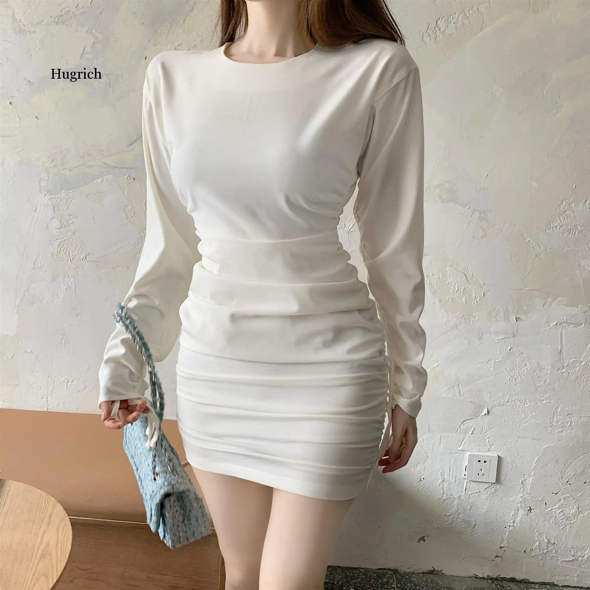 New Versatile Tight Sexy Slim Lace Up Pleated Dress for Women