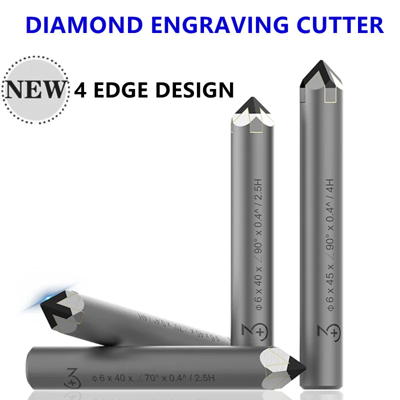 Imagem -02 - Ferramentas de Corte de Gravação de Diamante Ferramenta de Escultura de Fresagem Bit Cnc Fresadora Gravador de Granito Ferramentas de Pedra Alívio de Mármore Bordas Pcd Shank mm