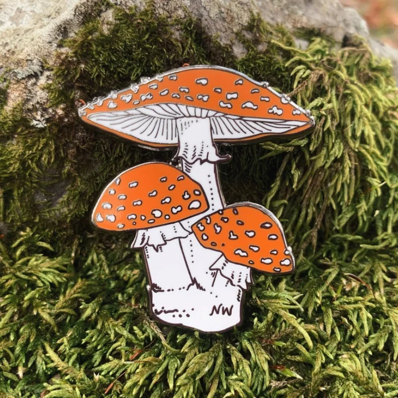 Cute Mushroom Maiden Enamel Pins Metal Badges Lapel Pin Cartoons Plant Brooches Backpack Decor Fashion Jewelry Accessories Gifts