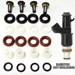 4Set Fuel Injector Repair Kit for Honda OEM #16450 RCA-A01 16450PPAA01 15810-RAA-A01 Replacement Filter Orings Washers Caps