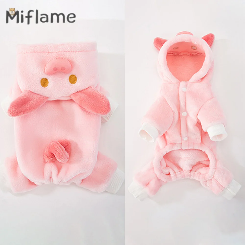 Miflame Pig Cosplay Small Dog Costume Flannel Puppy Clothing Outfits Pomeranian Spitz Warm Dog Clothes Cute Pets Cats Swatshirt