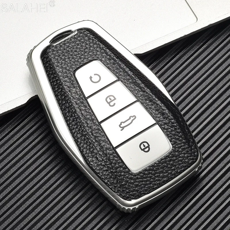 Leather Car Remote Key Case Cover Shell For Geely Coolray 2019-2020 Atlas Boyue NL3 Emgrand X7 EX7 SUV GT GC9 Borui  Accessories