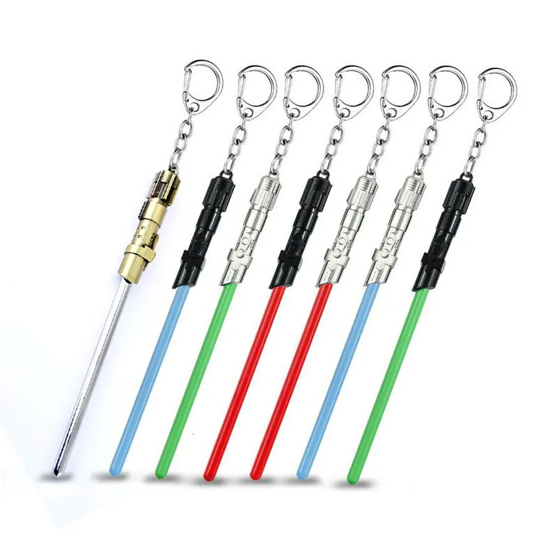 1 PCS Cosplay Toys Star Metal Keychain Lightsaber Light Saber Telescopic Key Ring Figure Toys