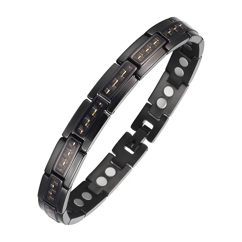 Oktrendy Germanio Braccialetto Magnetico in Fibra di Carbonio Nero Braccialetto Femme 4 in 1 in Acciaio Inox Bracciali Braccialetti Degli Uomini