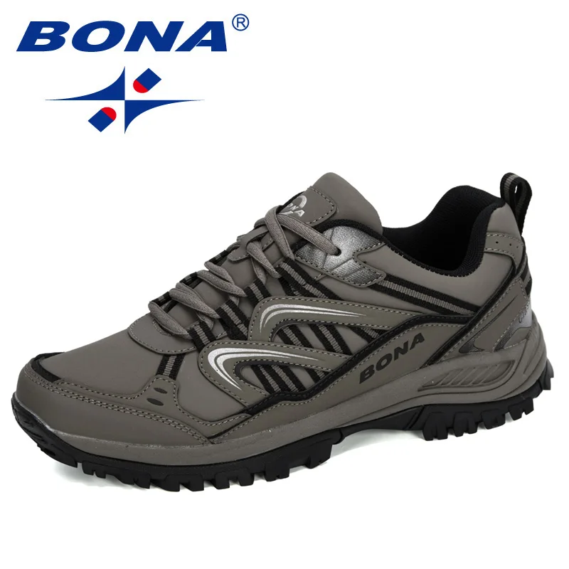 BONA New Designers Hiking Shoes Male Mountain Climbing Trekking Shoes Man Cow Split Sport Walking Shoes Men Trendy Sneakers