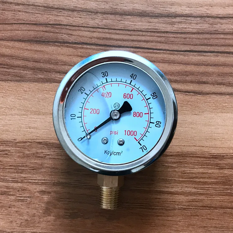 1Pc 1kg-600kg Underoil Liquid Filled Oil Intrusion Shock-Proof Pressure Gauge PT1/4 Male Thread 60mm Surface Dia 0-70KG 1000psi