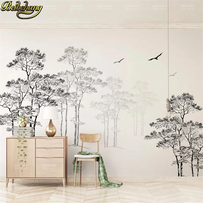 beibehang 3D circular mural branches silhouette stylish simplicity 3d wallpaper murals papel de parede photo roll large murals