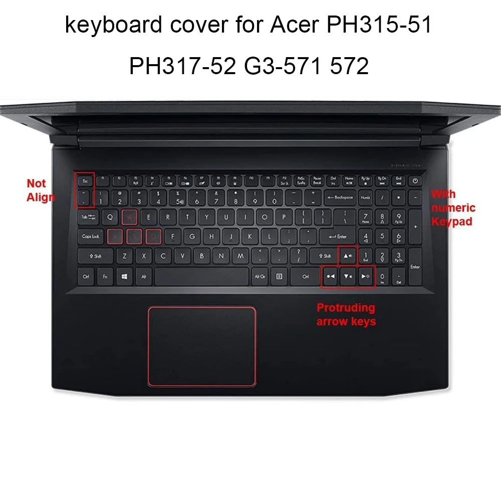 

Clear Keyboard Covers for Acer Predator Helios 300 PH317 52 PH315 51 G3 571 572 TPU keyboards cover protector film Dust proof