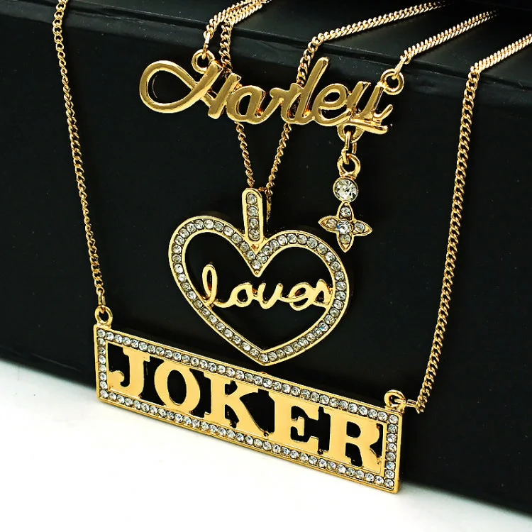 Harleen Quinn Loves The Joker Halskette PUDDIN Halsband Ja Sir Armband Punk  Armreif Cosplay Kostm Requisite Nieten Grtelschnalle - AliExpress  200000532