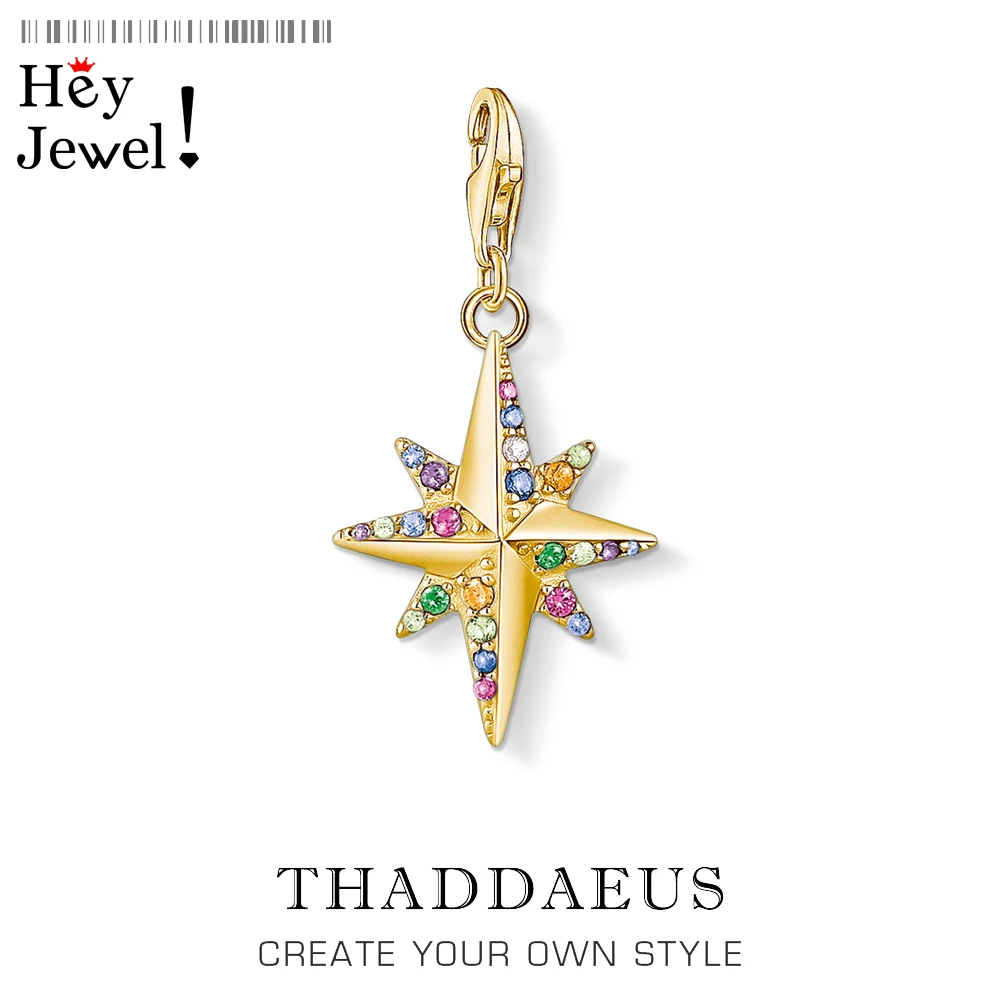 Charm pendant Colourful Star Gold Colour Mix 2020 New Europe Jewelry Luky Compass Rose Gift In  Fit Bracelet