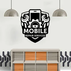 Cellphone Repair Service Shop Wall Sticker Business Mobile Phone Gear Screwdriver Tools Wall Decal  Home Decor