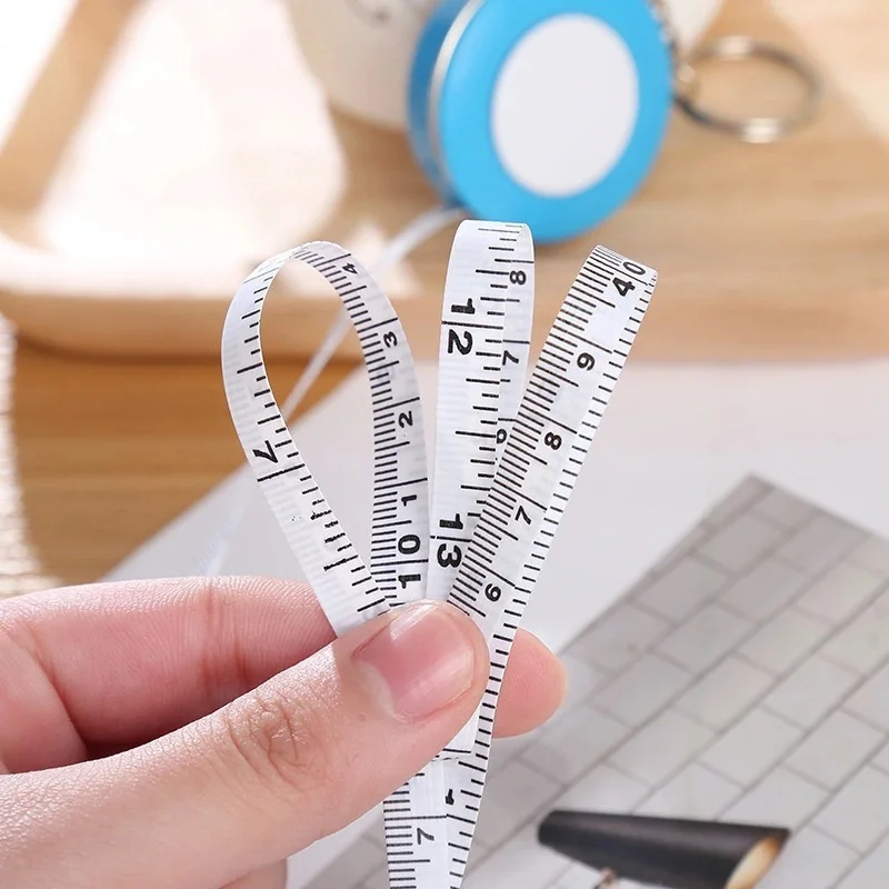 1PCS 150cm/60" Tape Measures Portable Retractable Ruler Mini Candy Color keychain Children Ruler Centimeter Inch Roll Tape